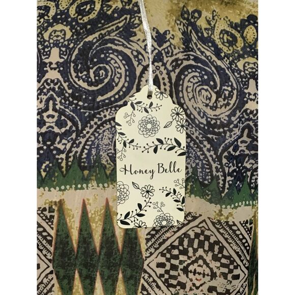 Honey Belle Wrap Midi Dress L Cream Orange - Picture 9 of 10